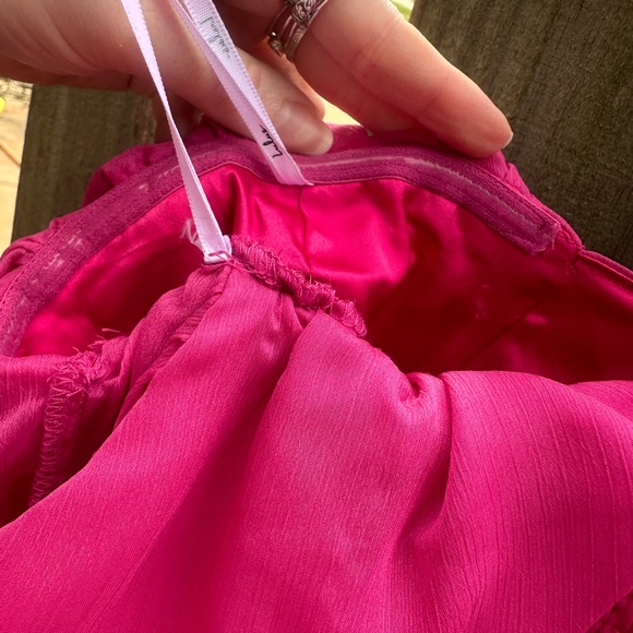 Lulu's Bright Pink Off-Shoulder Fluttery Babydoll Puff Sleeve Blouse - Picture 9 of 9